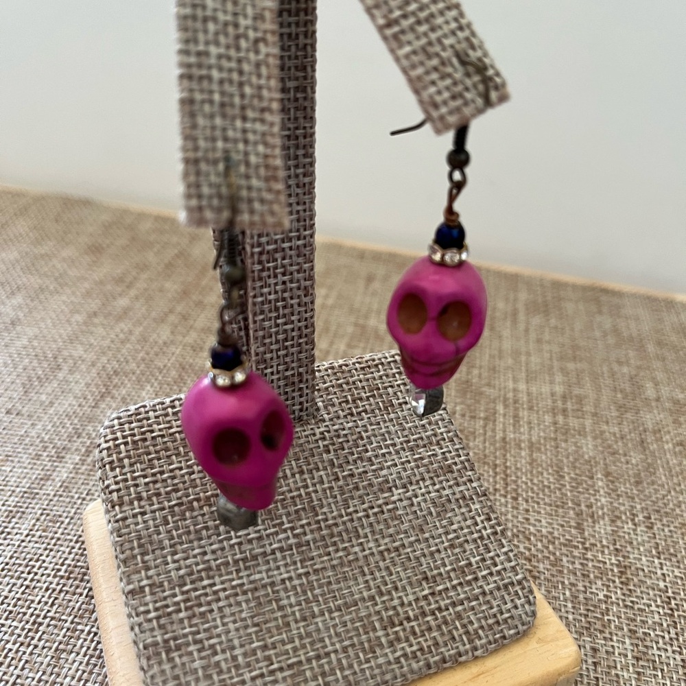 Pink Skull Earrings - Picture 3 of 5